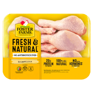 Foster Farms Fresh & Natural Chicken Drumsticks, 20g Protein per 4 oz Serving