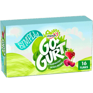 Simply Go-GURT Strawberry and Mixed Berry Kids Low Fat Yogurt Variety Pack, Gluten Free, 2 oz. Yogurt Tubes (16 Count)