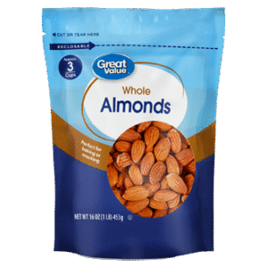 Whole Almonds Great Value For Health, 16 oz, Re-Closable Pouch